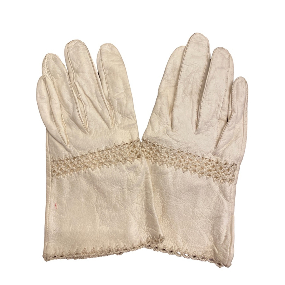 Vintage Women's Superb Leather Gloves White Size 7
